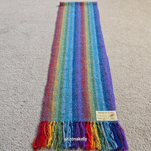 NWOT Handwoven Merino Wool Colorful Stripe Scarf Ireland - Picture 4 of 9